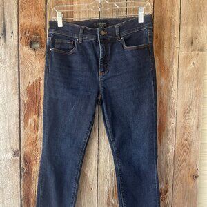 ANN TAYLOR Petite Skinny Ankle Dark Wash Denim Jeans Double Frayed Cuffs 8P